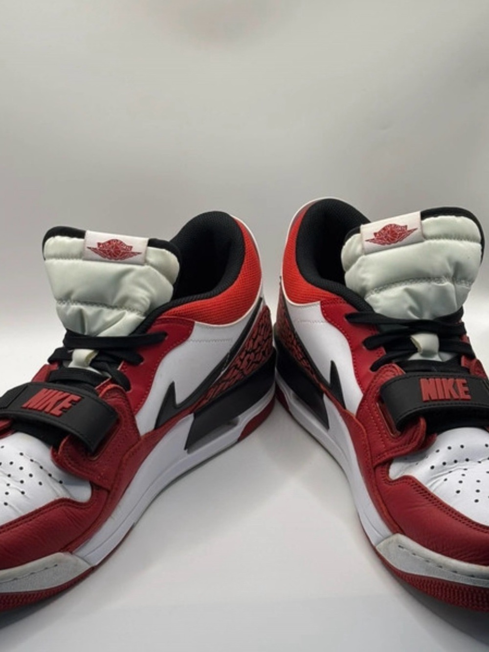 Jordan Red White Black Low Sneakers with Strap and Nike Branding